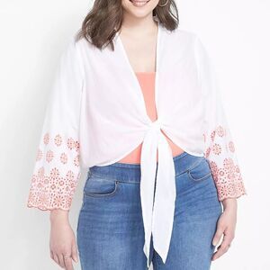 Lane Bryant -Tie-Front Eyelet Overpiece
